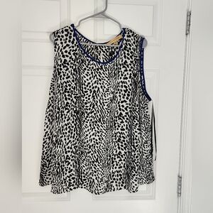 Nipon Boutique Black and White Print Blouse, Size 3X